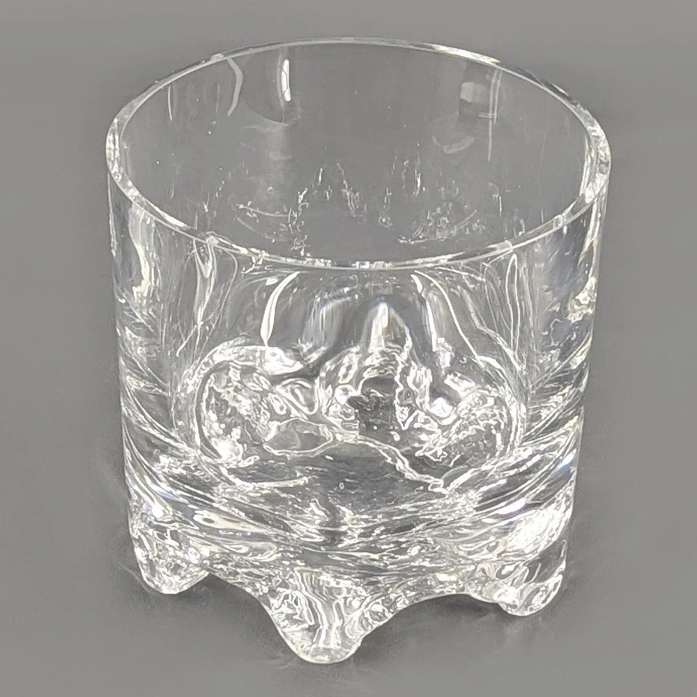 Extra Large Heavy Clear Glass Whiskey Tumbler Textured Ice Base 4.5in